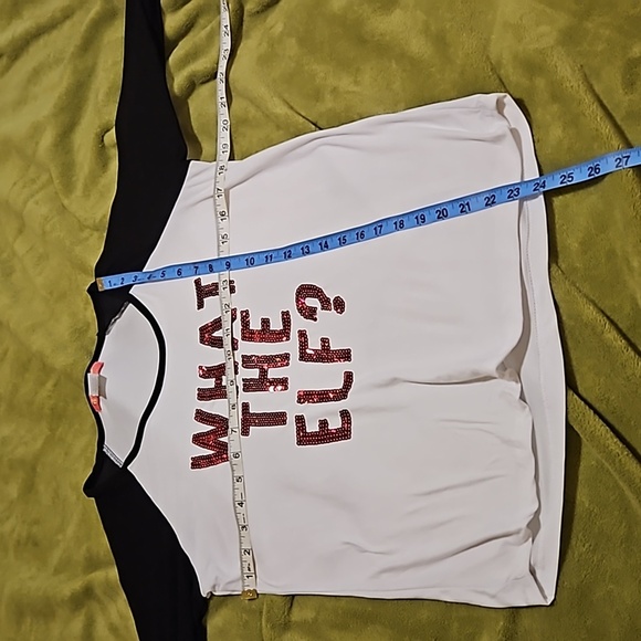 3 Holiday Juniors Top Red Sequin What The Elf? A Little Nice A Lot Of Naughty L - Picture 2 of 12